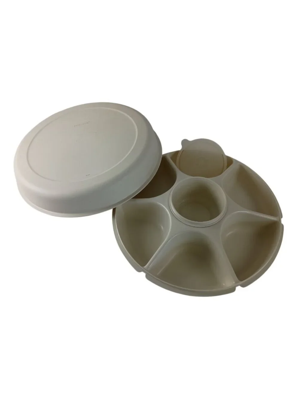 Tupperware Serving Center 6-Part Divided Party Veggie Snack & Dip Tray Vintage